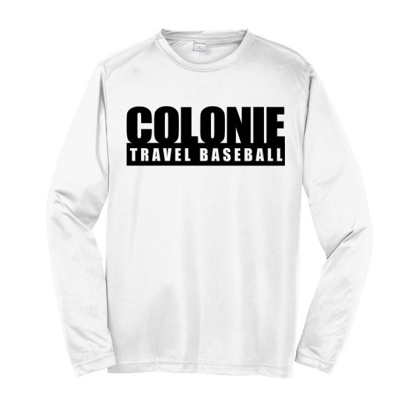 Long Sleeve Performance Cooling Tee Travel Baseball White